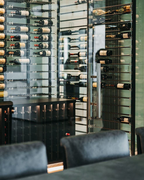 View of Silverleaf Custom Wine Cellar From Dining Room